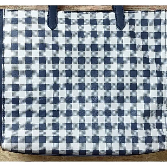 Tommy Hilfiger Navy Blue & White Plaid Large Tote Purse Shopper Shoulder Bag - Picture 5 of 8